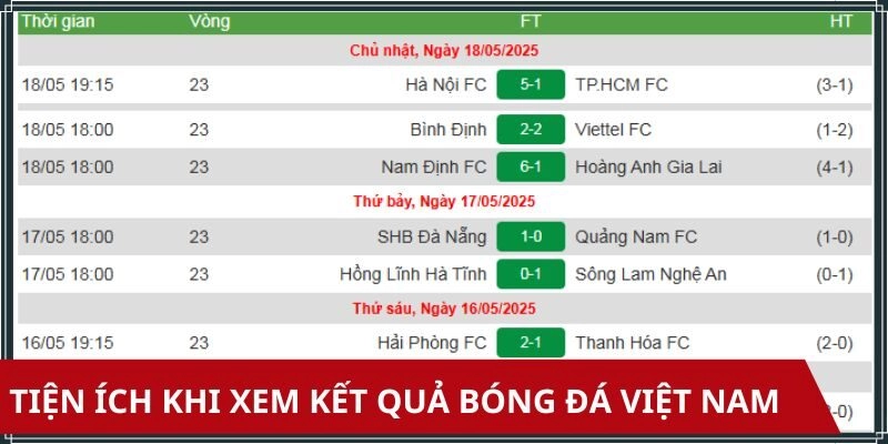 Ưu điểm khi xem kết quả bóng đá Việt Nam